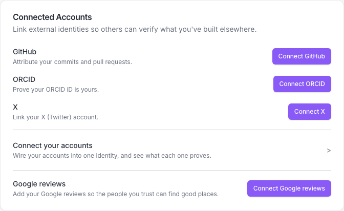 The Connected Accounts card in Settings