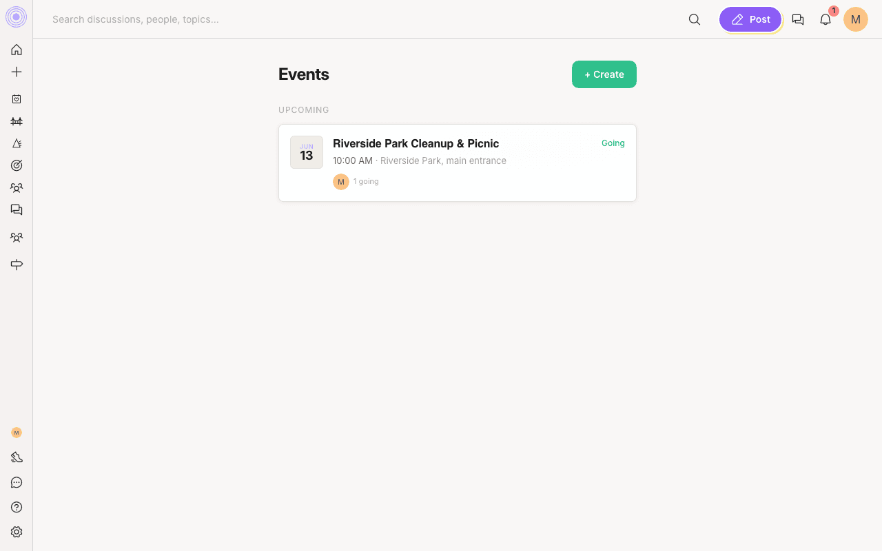 The Events page